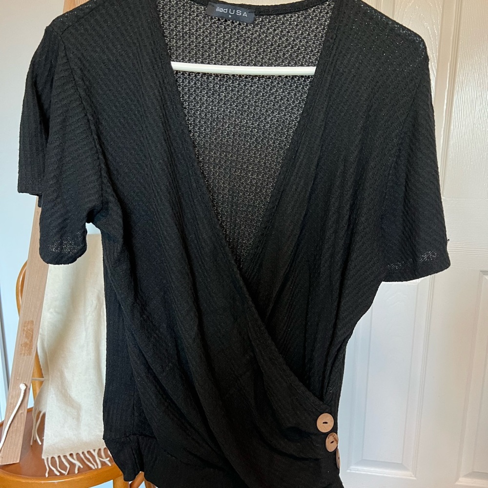 Button short sleeve top, S